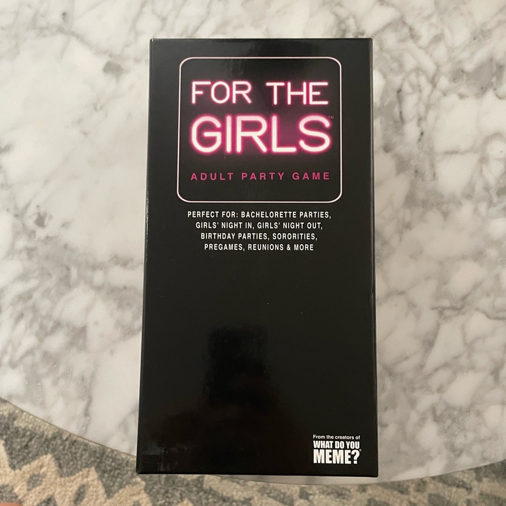 For The Girls Adult Party Game - Black with Pink Neon Text Bachelorette